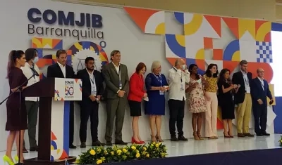 Los firmantes de la Declaración de Barranquilla de la 50 Conferencia de Ministros de Justicia de Iberoamérica.