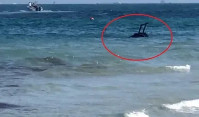 Helicóptero accidentado en Miami. 