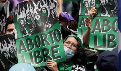 Manifestante proaborto en Colombia.