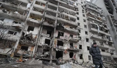 Edificio de Kiev, tras bombardeo.