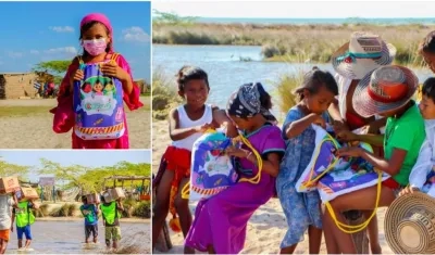 Los niños de la comunidad wayúu recibieron kits escolares.