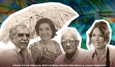 Gabriel García Márquez, Meira Delmar, Leonor Espinosa y Ramón Illán Bacca.  