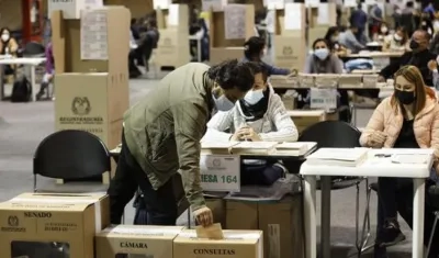 Aspecto de la jornada electoral en Bogotá.