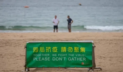 Cierre de una playa en China.