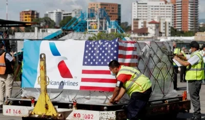 Cargamento de tres millones de dosis de vacunas contra el Covid-19 donadas por Estados Unidos a Guatemala.