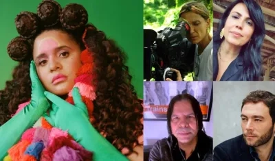 Lido Pimiento y algunos de los invitados de apertura de Carnaval de las Artes.