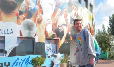 Lionel Messi a su llegar a la concentración de Argentina. 