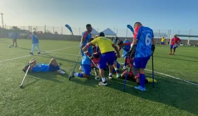 Jugadores de Colombia celebra la clasificación. 