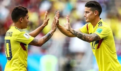 Juan Fernando Quintero y James Rodríguez. 