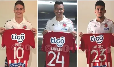 James Rodríguez, Luis Díaz y Víctor Cantillo. 