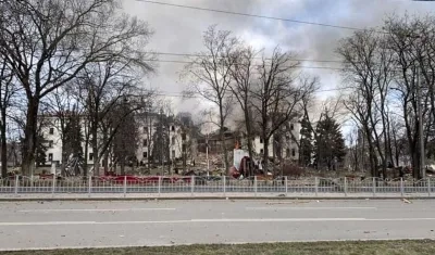 Así quedó el teatro de Mariúpol.