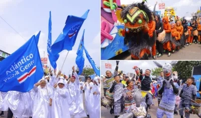 Funcionarios de la Gobernación del Atlántico, la danza del Gusano de Carmen Meléndez y el Burro Corcoveón de Pital de Megua.