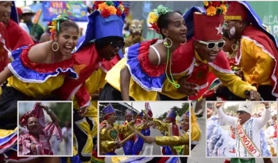 Escenas de lo que se vivió en la Gran Parada de Tradición en la Vía 40. En una de las fotos, el Congo Estellas del Carnaval.