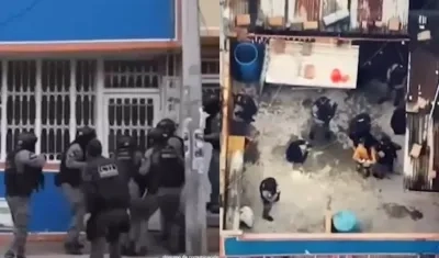 Hasta la terraza del techo subió el hombre e intentó atacar con un machete a los uniformados.