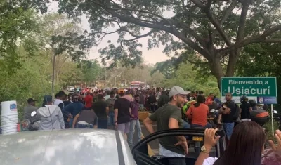 Imagen de la protesta de este domingo en Usiacurí.