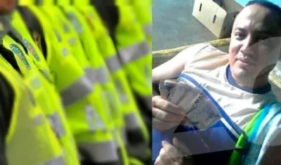 Imagen de policías y de alias 'Otón'.