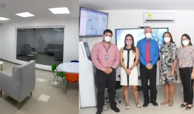 El Rector Juan José Acosta Ossio con funcionarios de Unimetro y la firma  JP Bioingeniería S.A.S., Andrea Carmona.