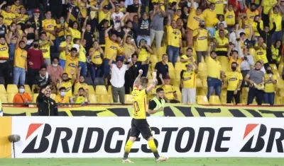 Damián Díaz celebra su gol. 