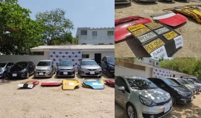 Los carros y las autopartes recuperadas.