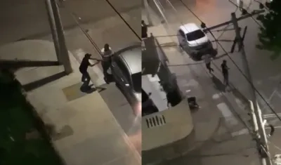 Momentos del frustrado robo del vehículo en Crespo.