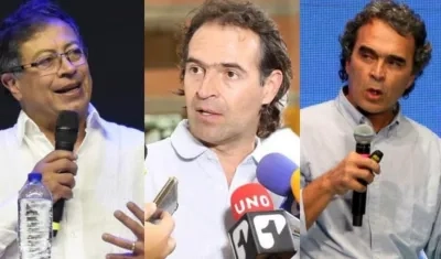 Los candidatos Gustavo Petro, Fico Gutiérrez y Sergio Fajardo.