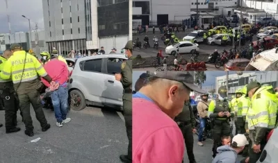 Los capturados en Bogotá por robo.