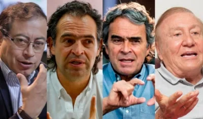 Los candidatos presidenciales Gustavo Petro, Federico Gutiérrez, Sergio Fajardo y Rodolfo Hernández