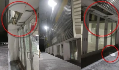 Daños en la fachada del escenario. 