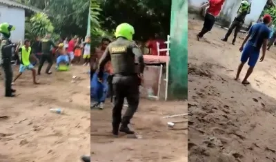 Momento en que la comunidad trataba de linchar a quien señalan del crimen. 