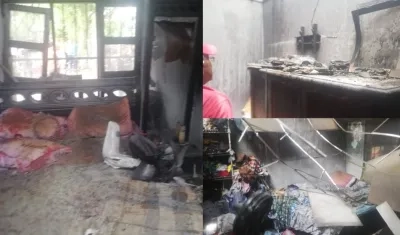 Así quedó la vivienda tras el incendio. 