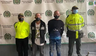 Héctor Fabio Banguero y Yovanni Rojas Martínez, capturados en Bogotá.