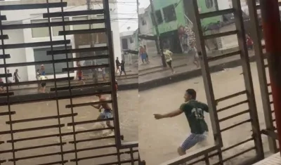 Enfrentamiento a piedras en la calle Murillo. 