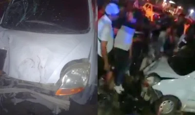 Así quedaron los vehículos involucrados en el accidente en la vía Oriental.