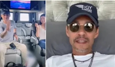 Marc Anthony, cantante. A la derecha a su llegada a Panamá.