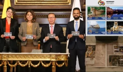 La Secretaria General de 4-72, Paola Devia; la Vicepresidente Marta Ramírez, el embajador Choo Jong-youn y el viceministro Francisco Echeverri.