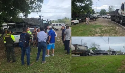 Los ciudadanos y la caravana de vehículos que no han podido salir de San Onofre. 