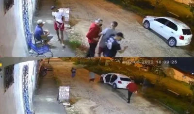 Dos momentos, el del rono y el de la huida de los delincuentes.