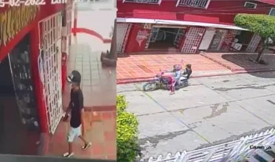 Extorsionistas que llegaron a tienda en el barrio El Valle. 