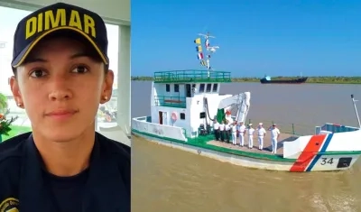 La Comandante TF Daniela García, la tripulación y el 'ARC Ciénaga de Mallorquín'.