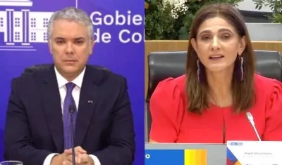 El Presidente de la República, Iván Duque y Mintransporte Ángela Maria Orozco