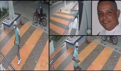 Los hombres de la moto llegaron, uno descendió y disparó contra el vigilante (foto).