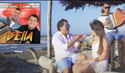 Luisfer Luquez y su acordeonero Zummy Gámez, en el video de 'Bella'.