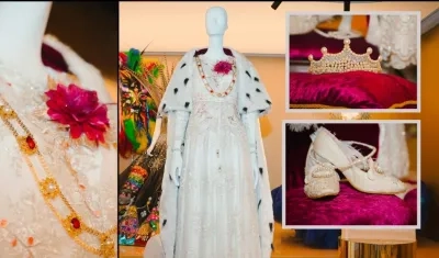 La réplica del vestido que usó Alicia Lafaurie Roncallo en 1918 puede verse en el Museo del Carnaval.