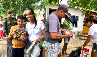 Entrega de las mercancías donadas a la población.