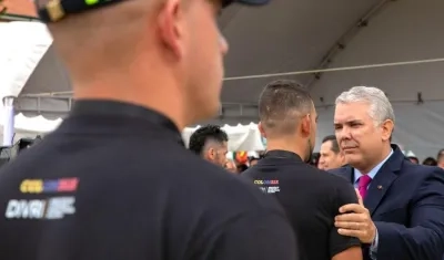 El Presidente Iván Duque durante el acto de hoy.