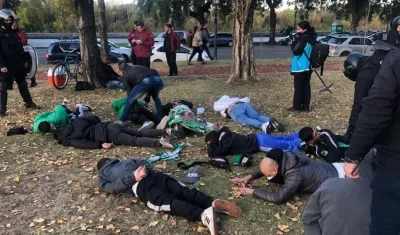 Hinchas del Cali detenidos en Buenos Aires.