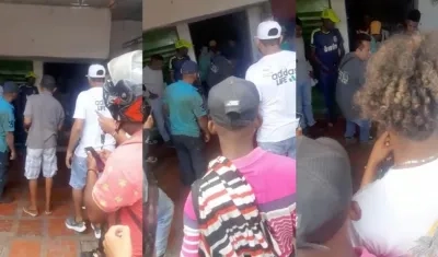 Momento en que la mujer es auxiliada para ser llevada a un centro asistencial. 