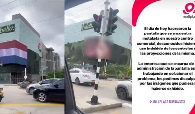 Hackeada pantalla del Mall Plaza