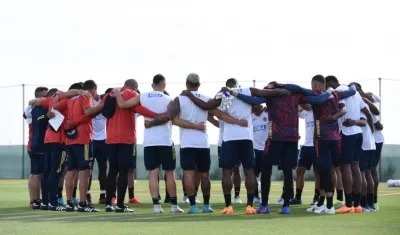 Jugadores de la selección Colombia en un entrenamiento. 