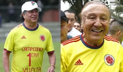 Los candidatos Gustavo Petro y Rodolfo Hern{andez durante las actividades de hoy.